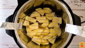 potatoes under the trivet in the instant pot