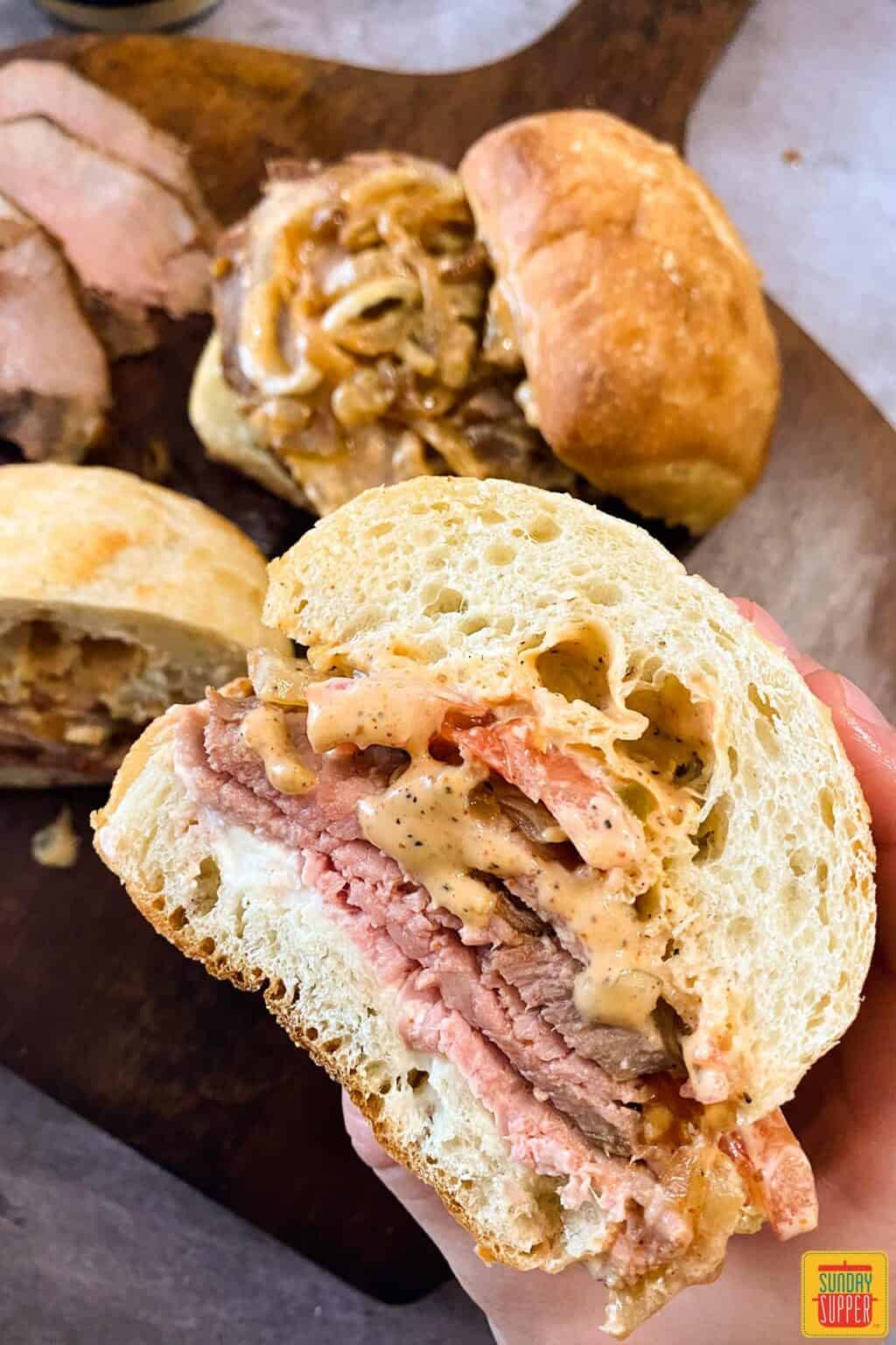 Hot Roast Beef Sandwich with Caramelized Onions | Sunday Supper Movement