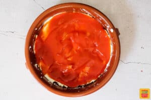 tomato sauce on baking dish for pizza dip