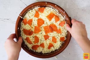 pepperoni on top of cheese for pizza dip