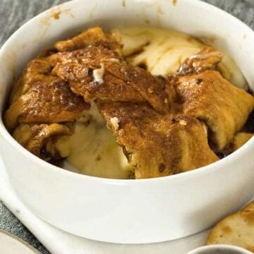 Baked brie in a white dish