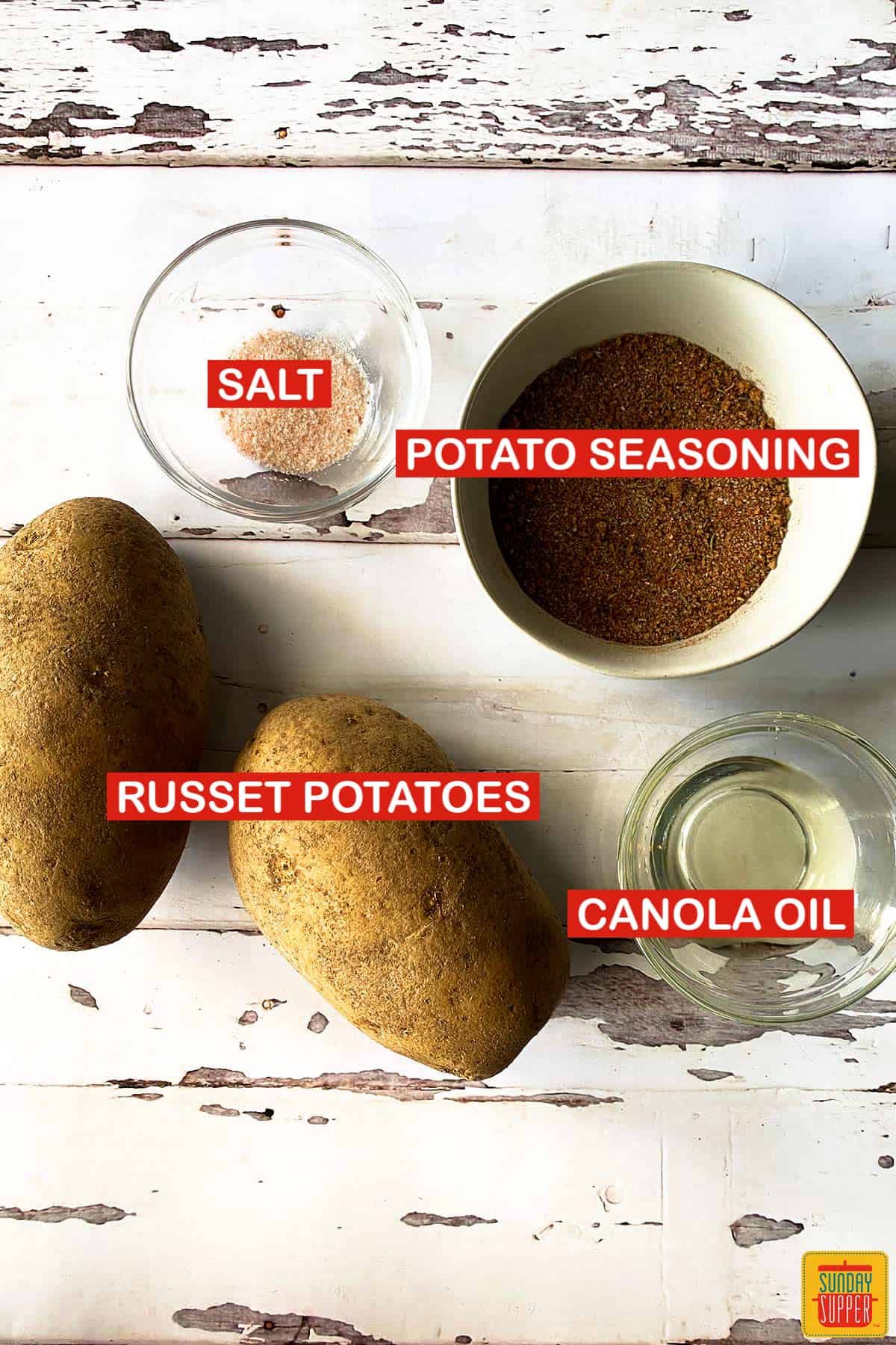 ingredients to make air fryer breakfast potatoes with labels