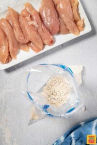 adding flour ingredients to bag
