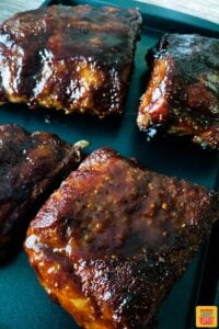 Pork ribs after air frying on the air fryer tray