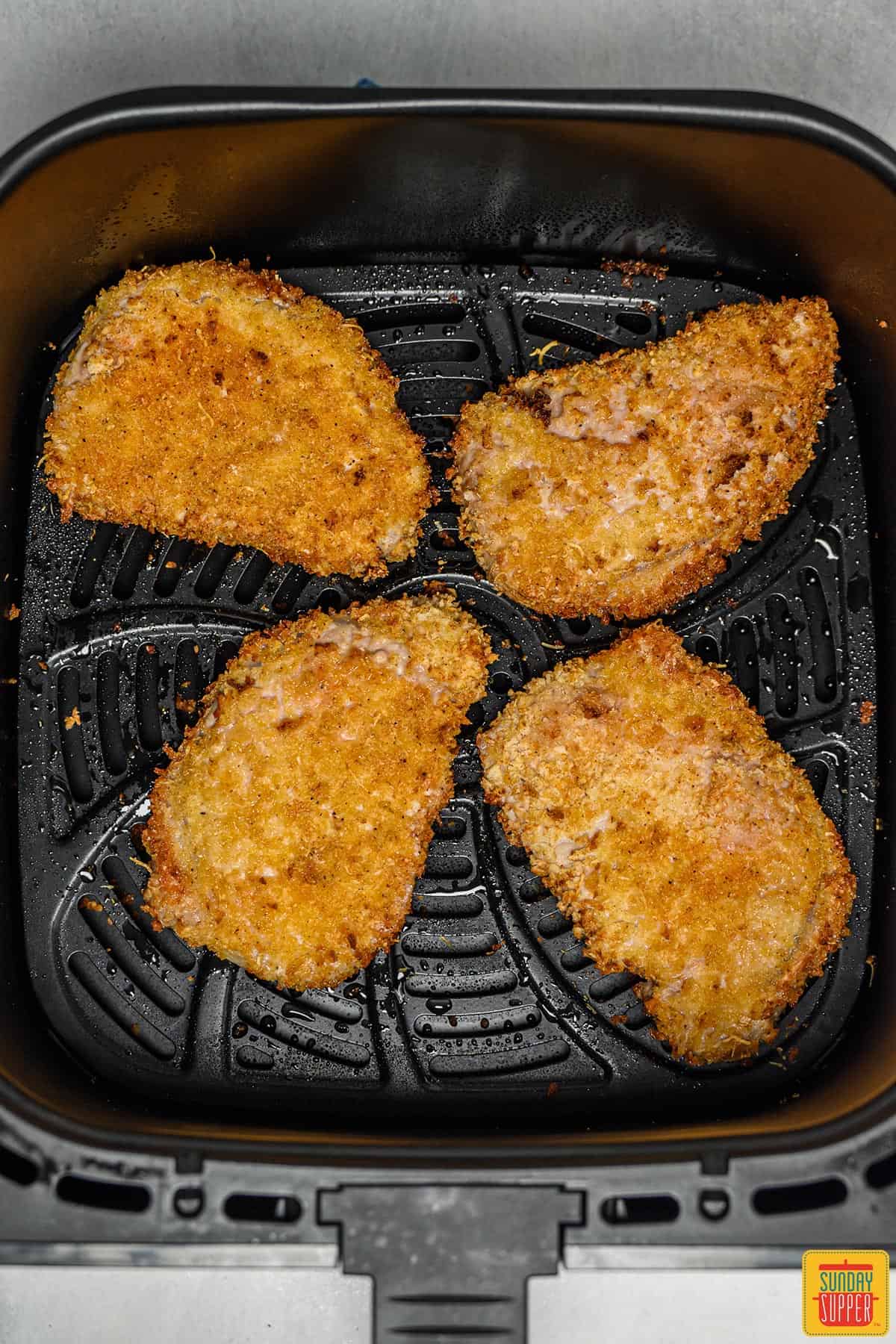 Pork chops in the air fryer after frying