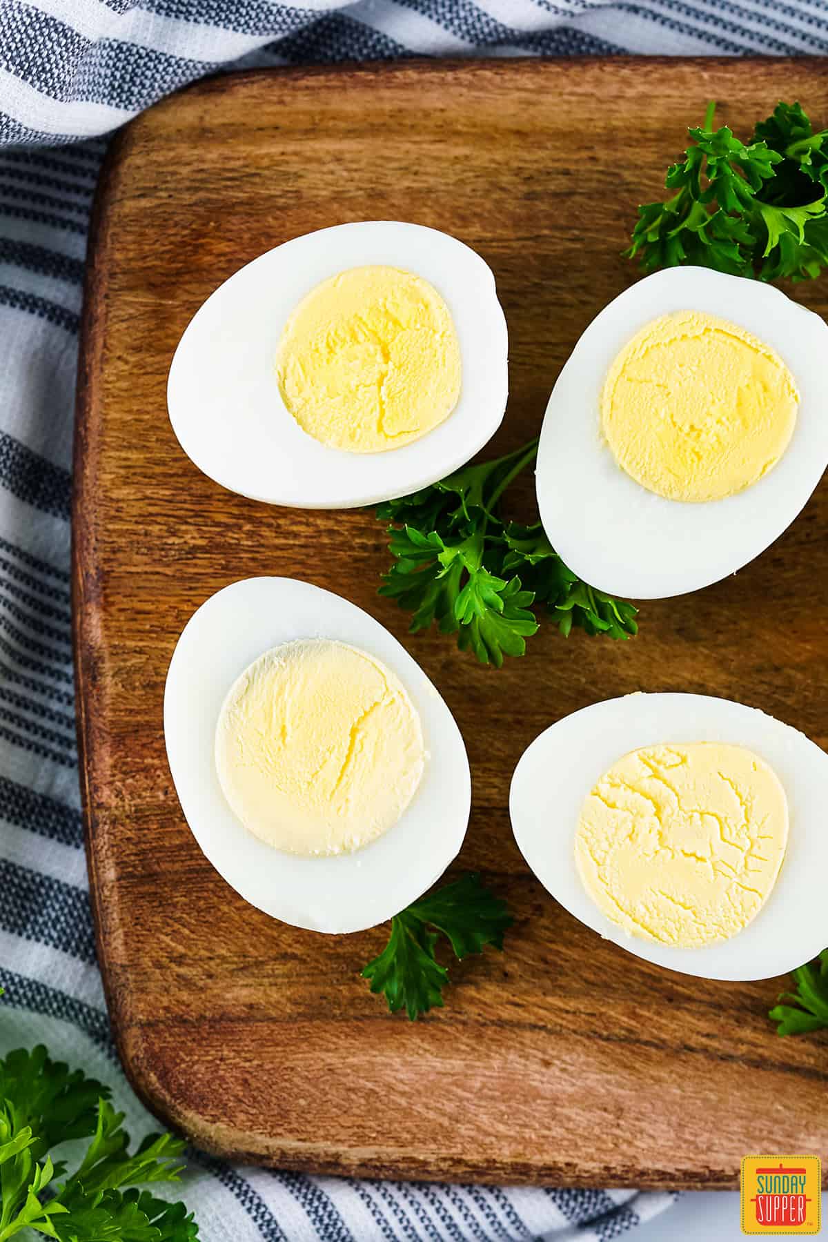 instant pot hard boiled eggs on a cutting board