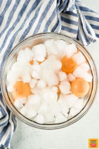 eggs in an ice water bath