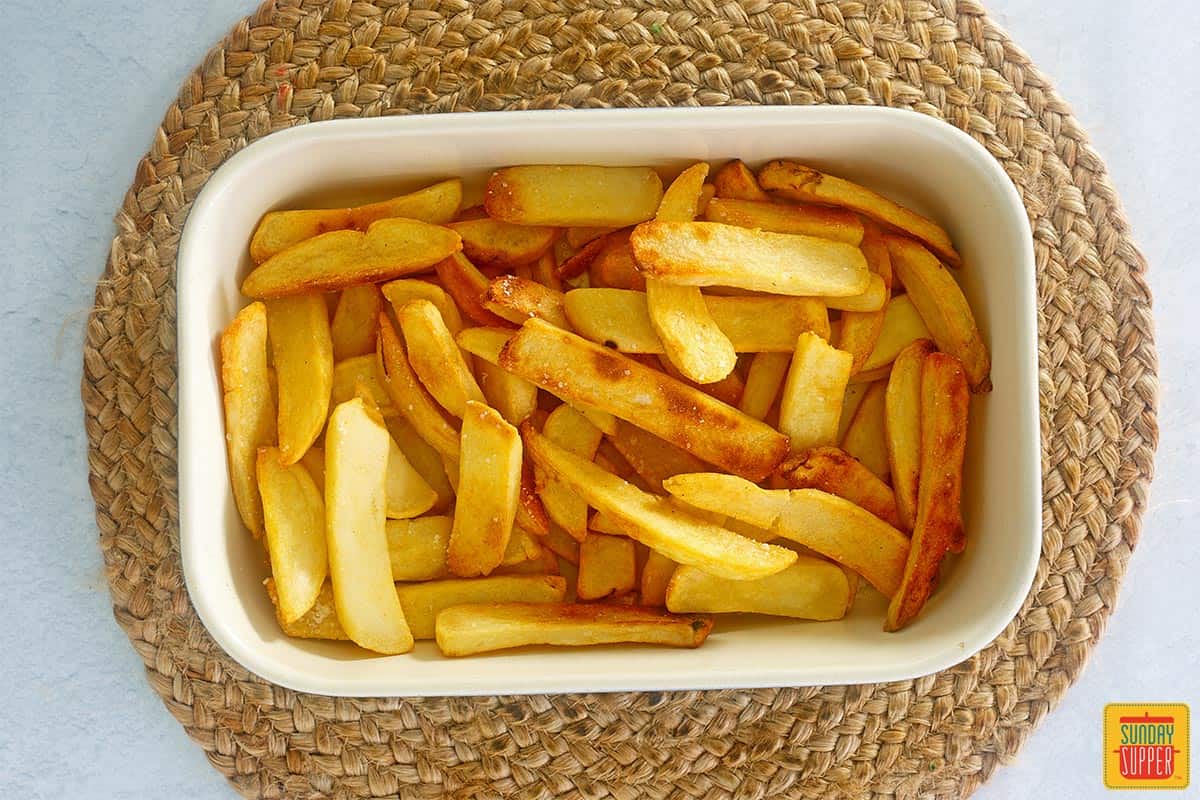 fries in a baking dish