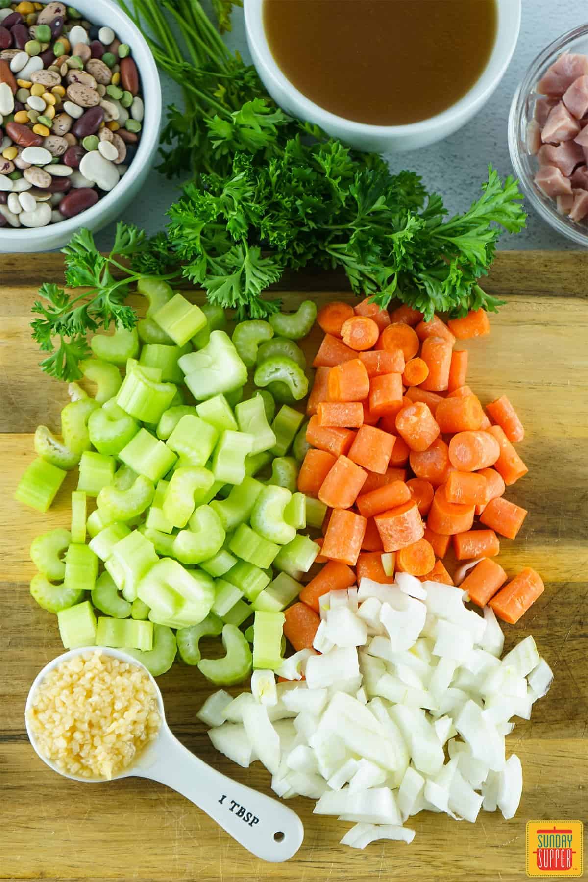 chopped vegetables for instant pot bean soup
