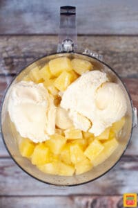 pineapple and ice cream in a blender