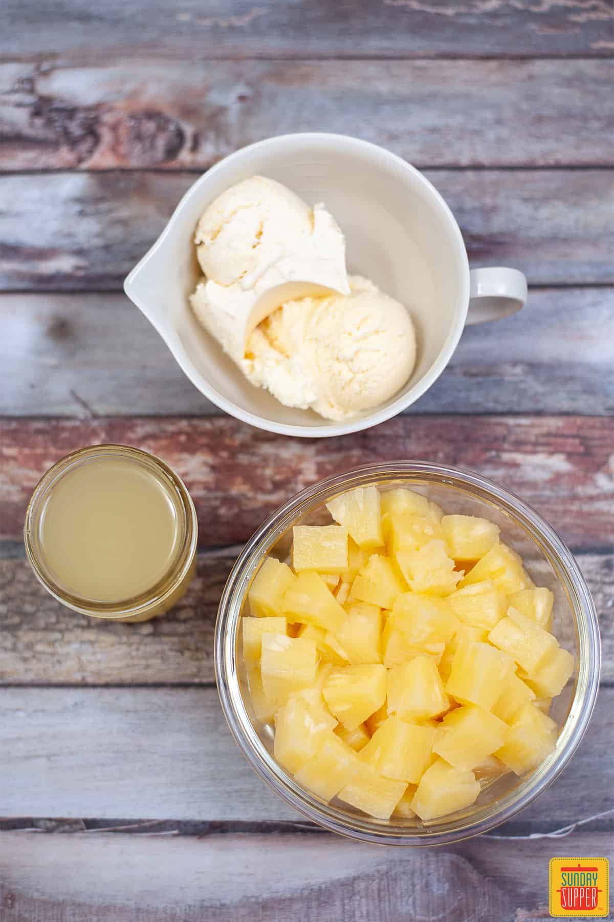 Dole whip ingredients in bowls
