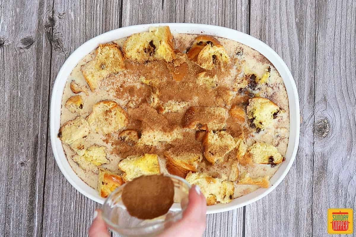 unbaked french toast casserole in baking dish