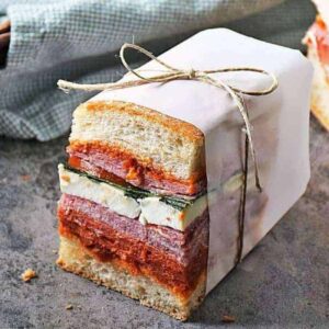 Italian sandwich in parchment paper