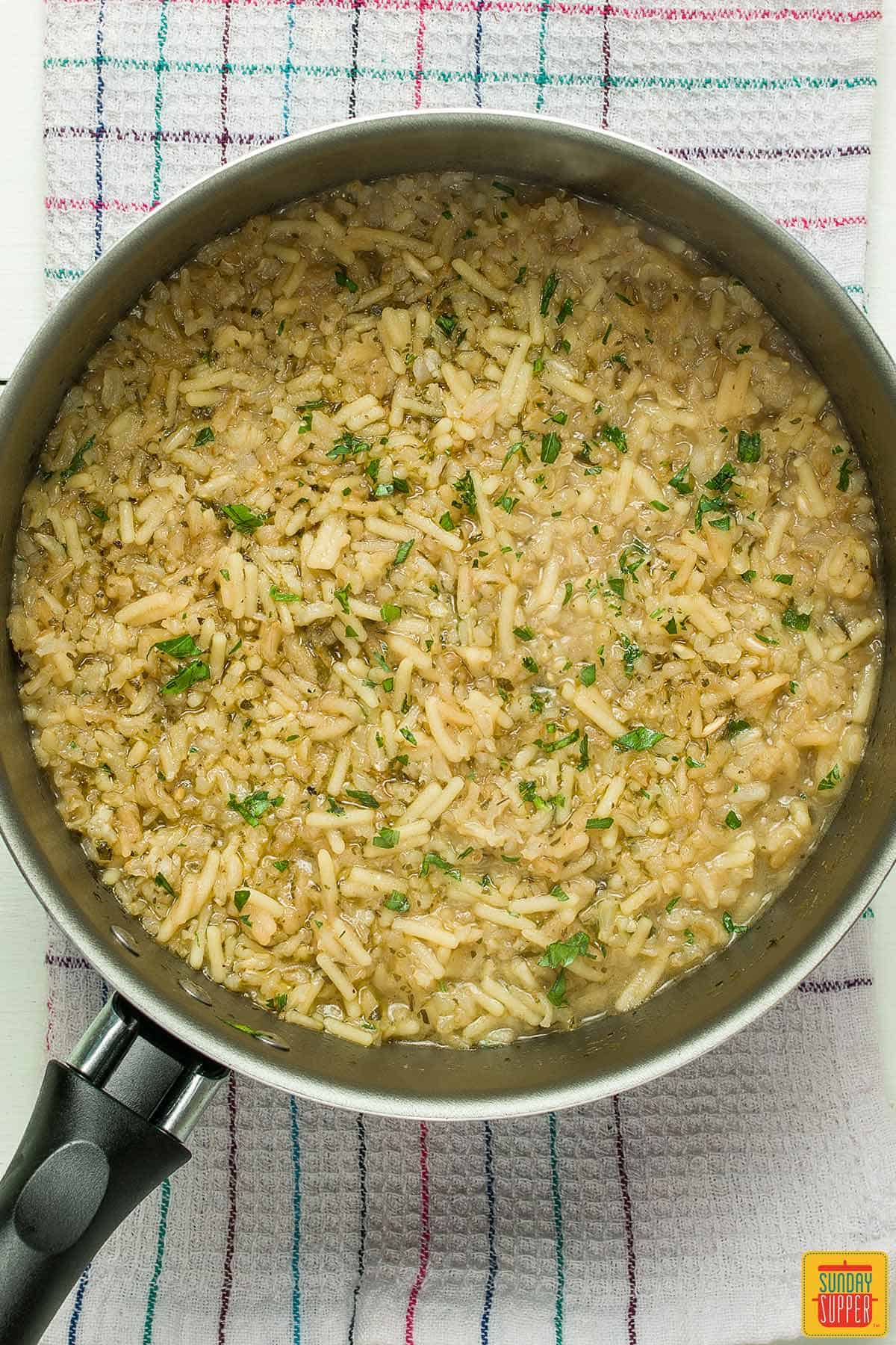 rice-a-roni cooked in a pot