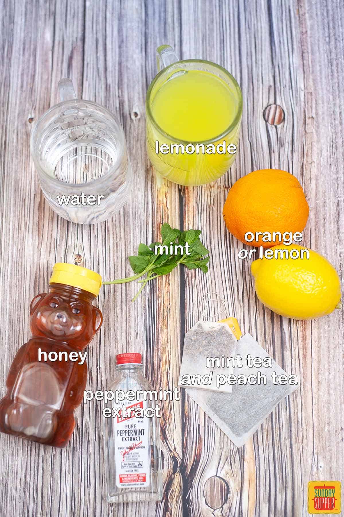 ingredients to make starbucks medicine ball recipe with labels