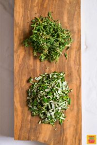 herbs on a cutting board