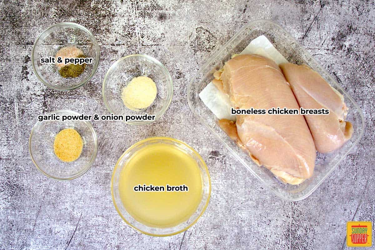 ingredients to make shredded chicken