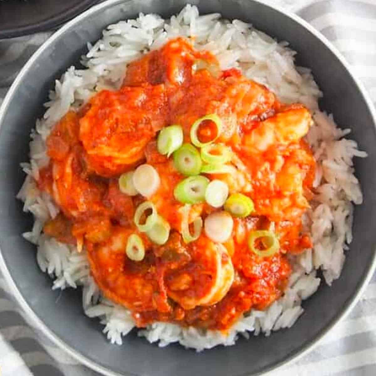 bowl of shrimp creole up close