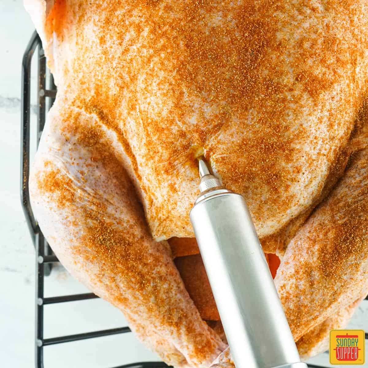 injecting a turkey with butter injection for turkey