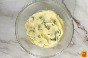 compound butter for turkey in a small clear dish