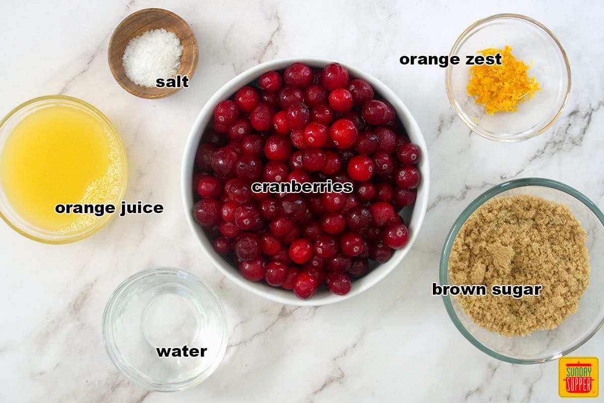 cranberry sauce ingredients measured out