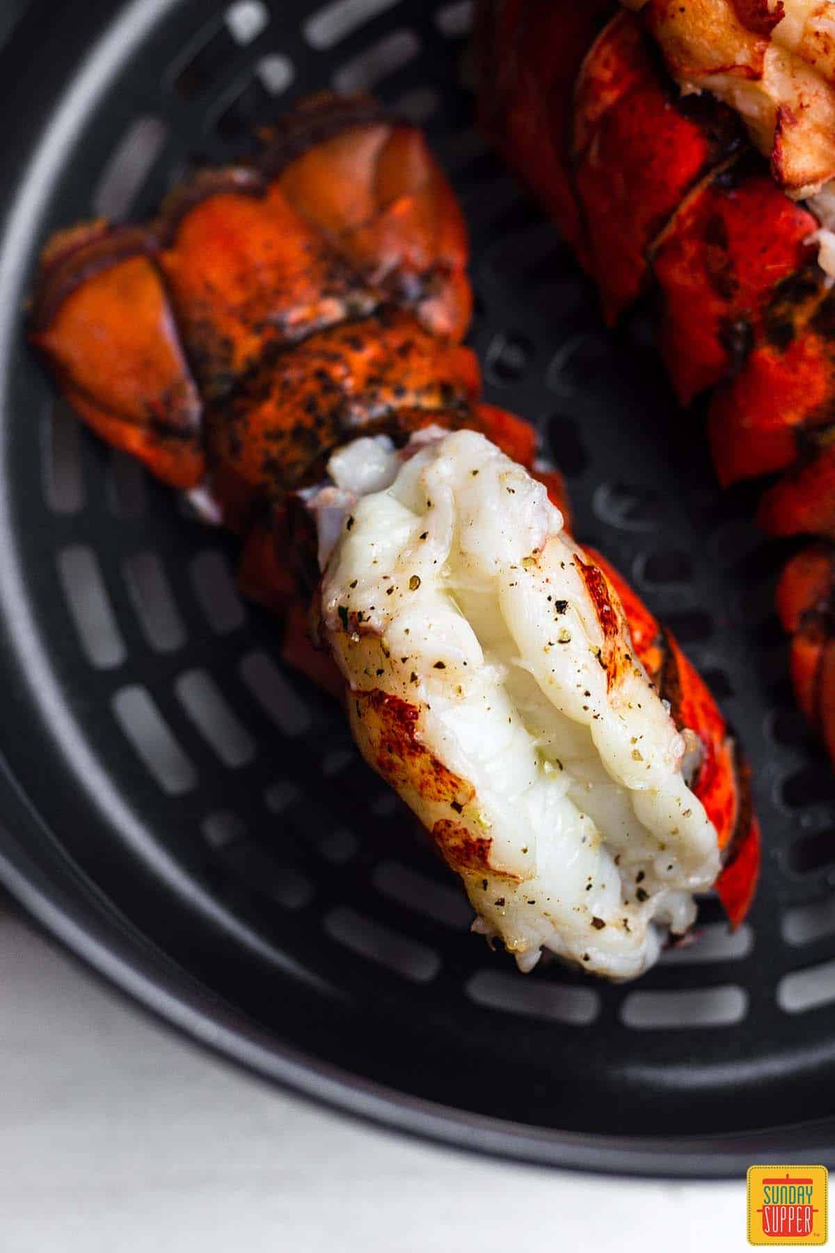 Lobster tails in the air fryer basket