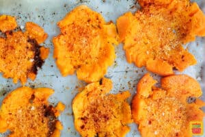 baked smashed sweet potatoes