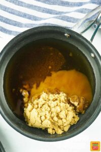 brown sugar ham glaze ingredients in a small sauce pan