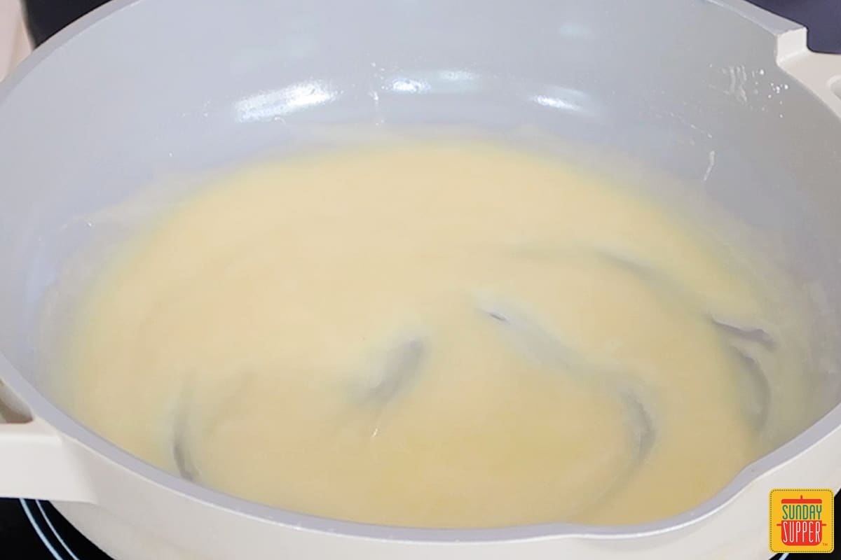 butter and flour forming into a roux
