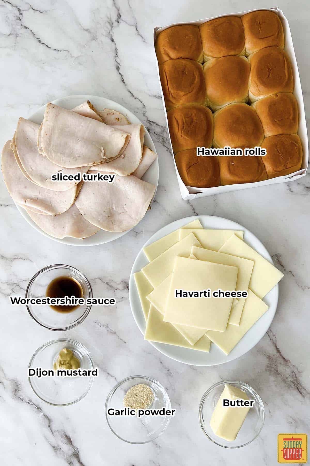 turkey sliders ingredients with labels