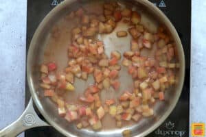 stewed rhubarb in a saucepan