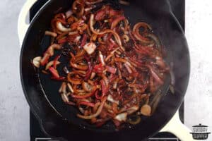 caramelized onions cooking in a pan