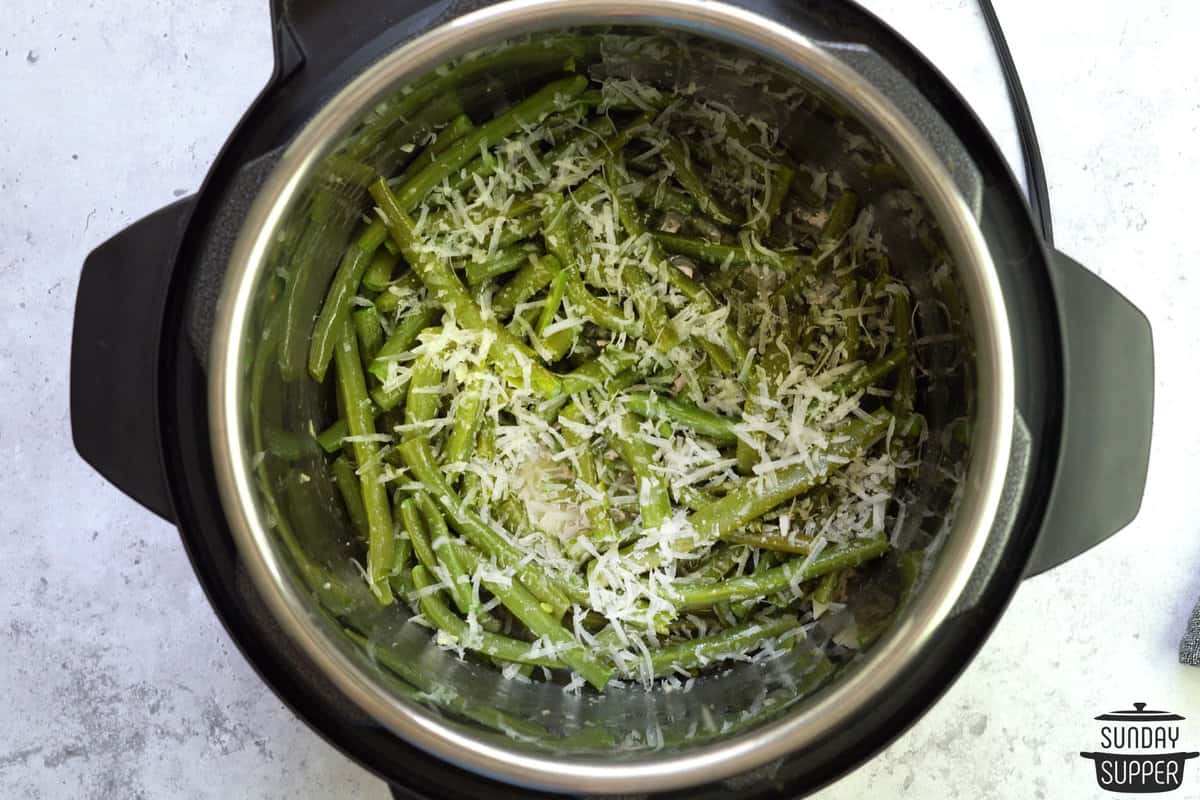 green beans and cheese inside the instant pot