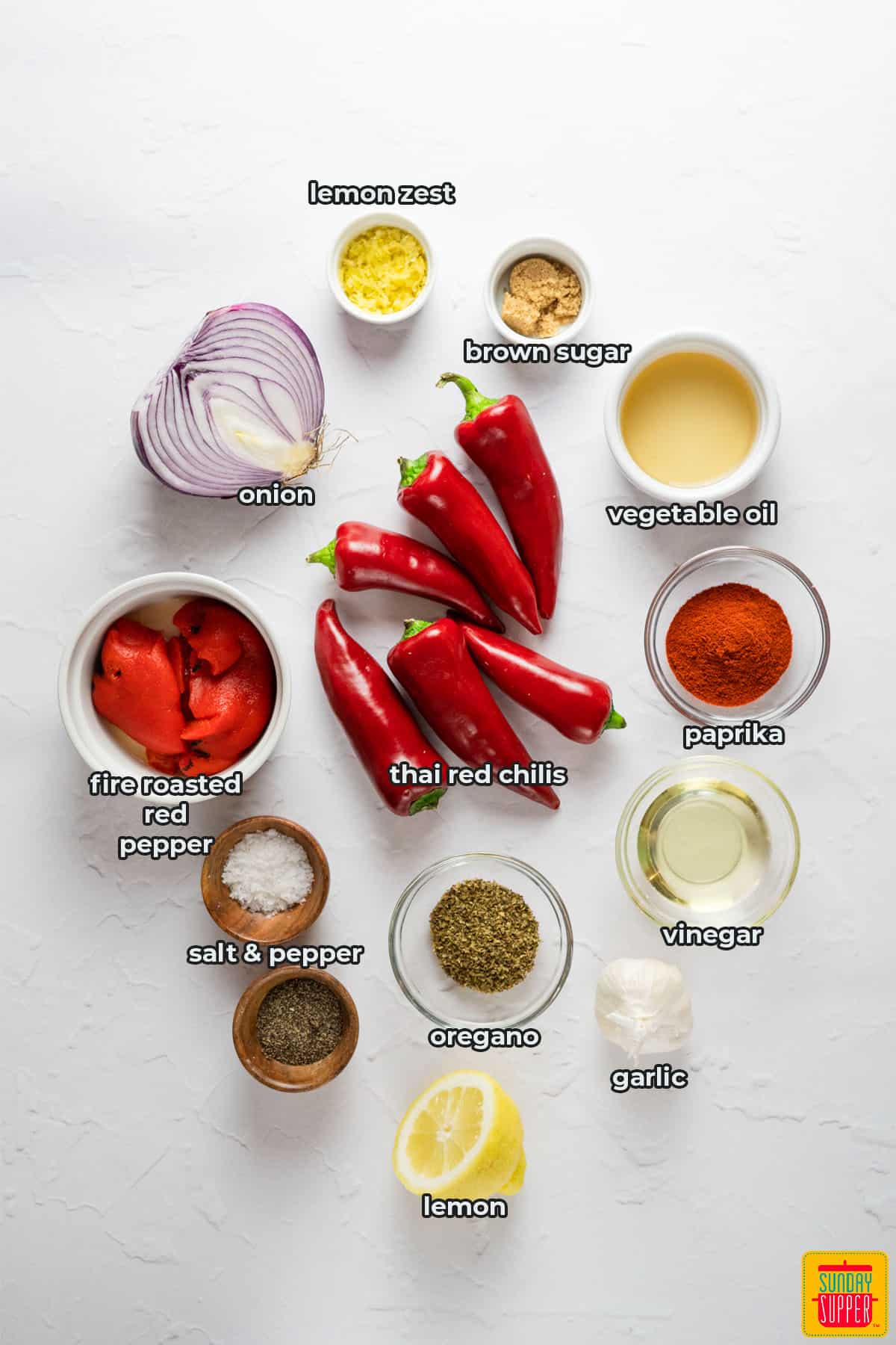 ingredients to make peri peri sauce with labels