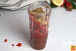peri peri sauce ingredients in a small blender