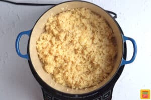 Portuguese rice in a pot