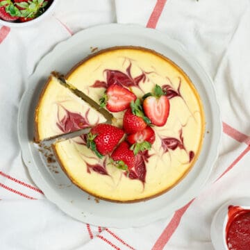 strawberry cheesecake over head