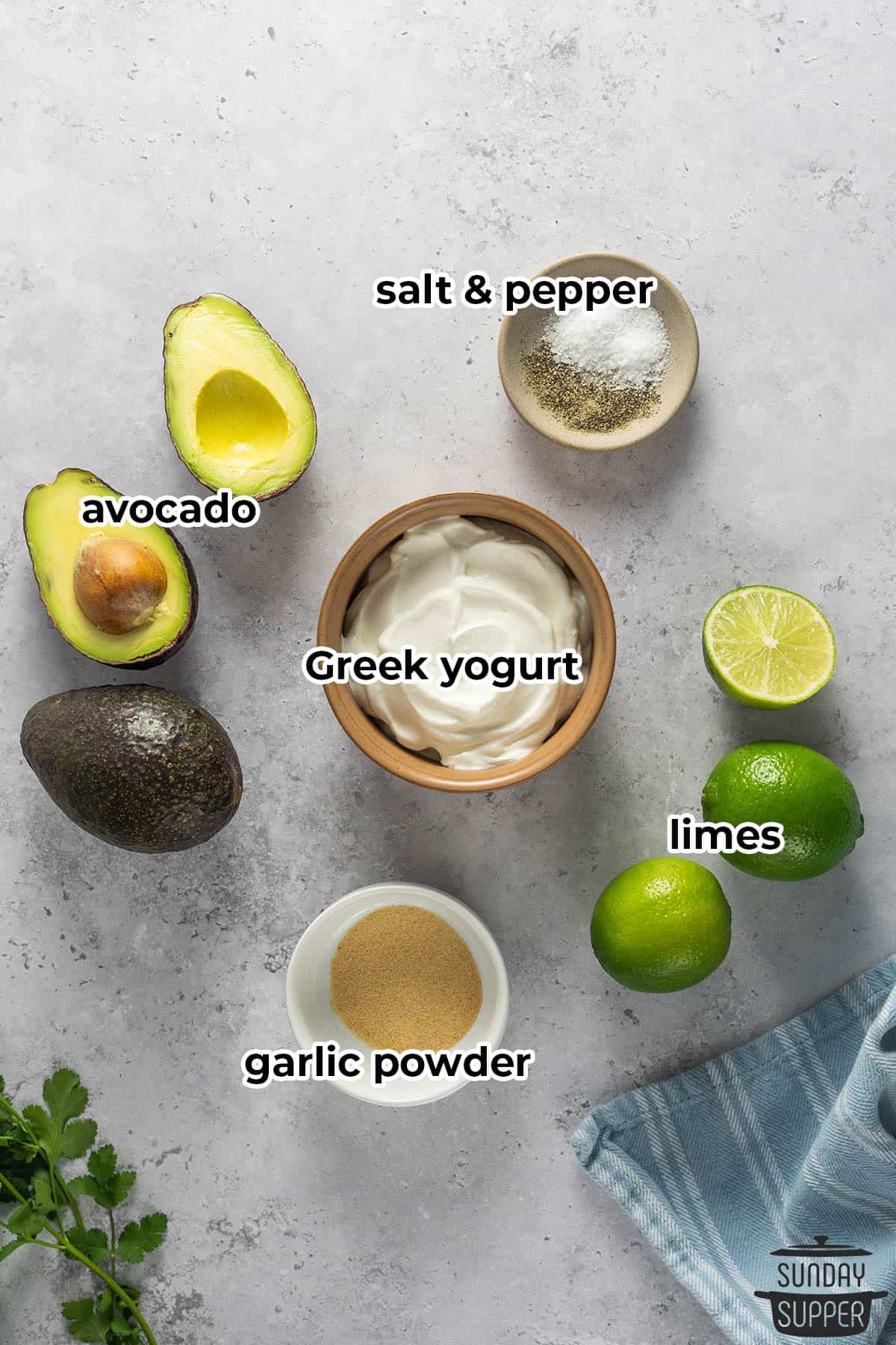 avocado crema ingredients with labels