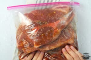 pork steaks marinating in the bag