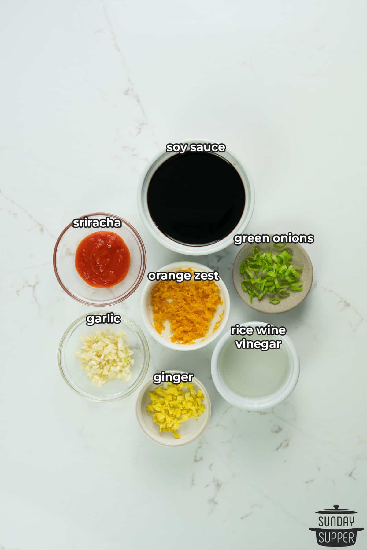 teriyaki sauce ingredients with labels