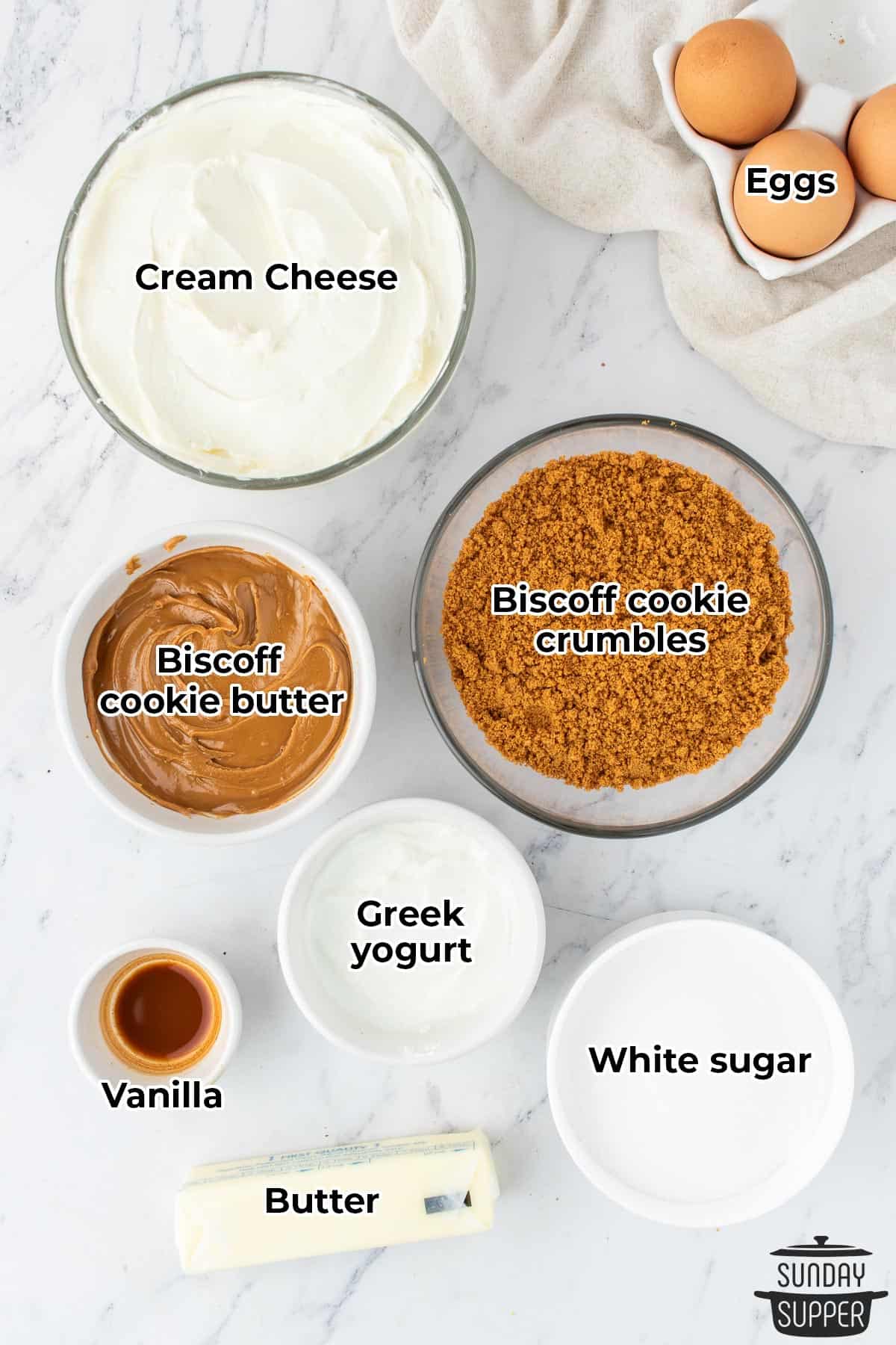 ingredients for biscoff cheesecake