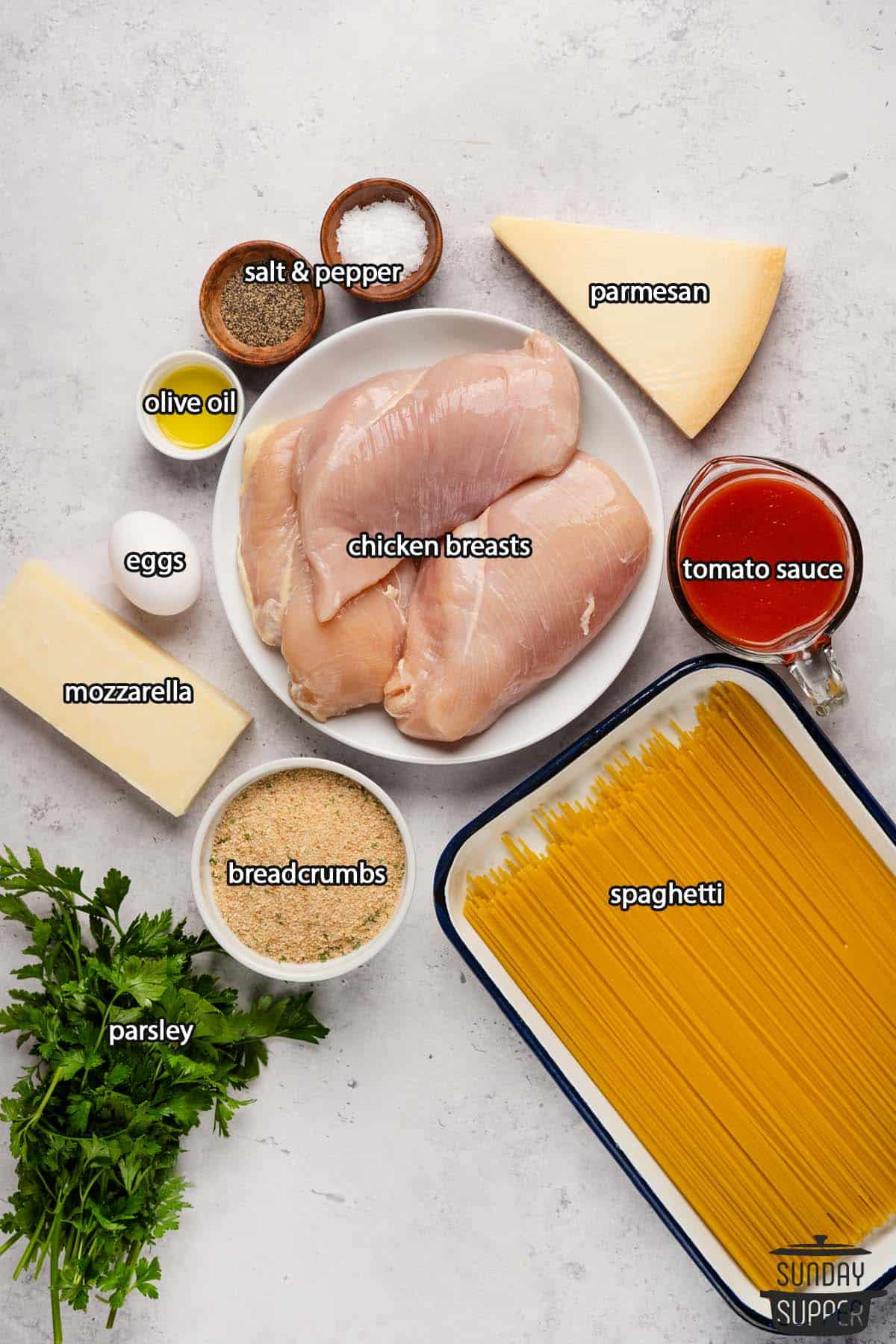 chicken parmesan ingredients with labels