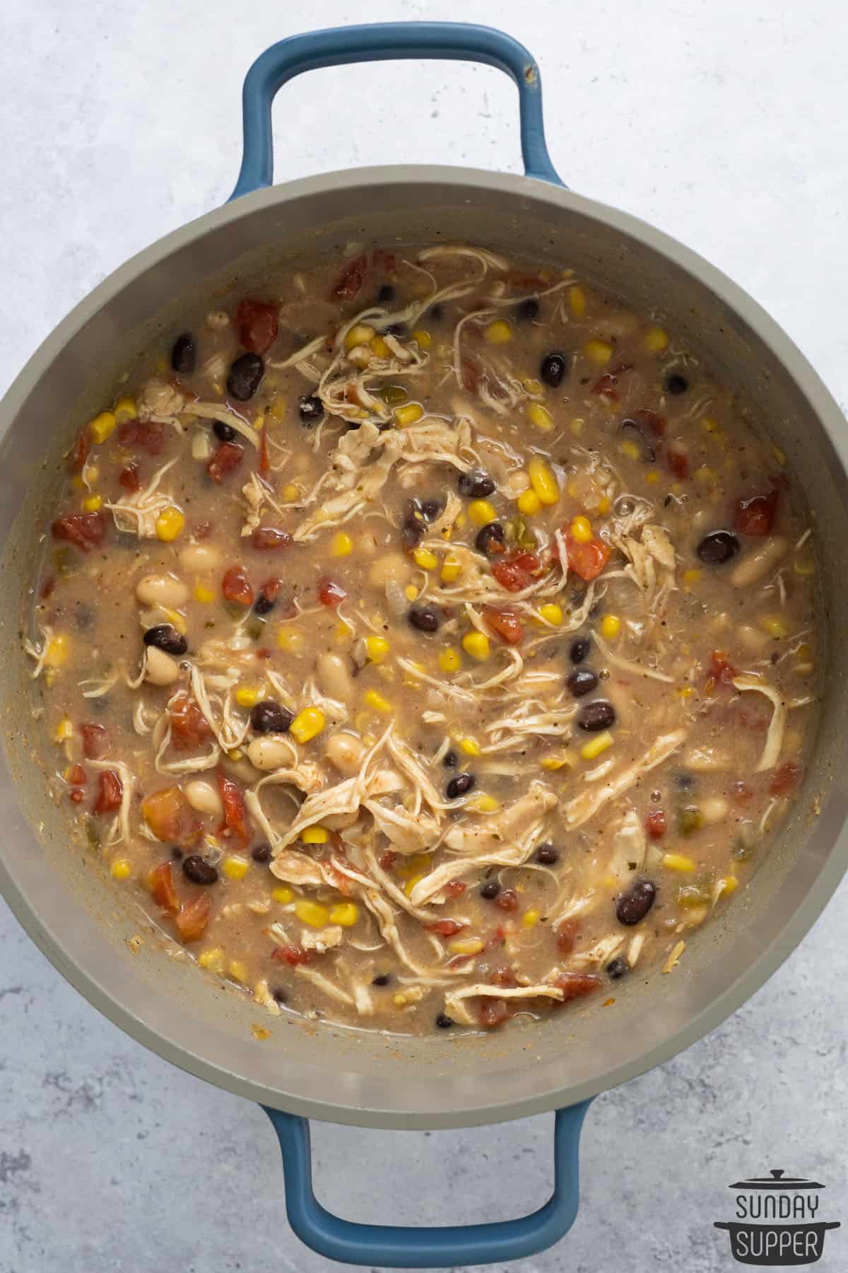 Chick-fil-A Chicken Tortilla Soup cooking in a large pot