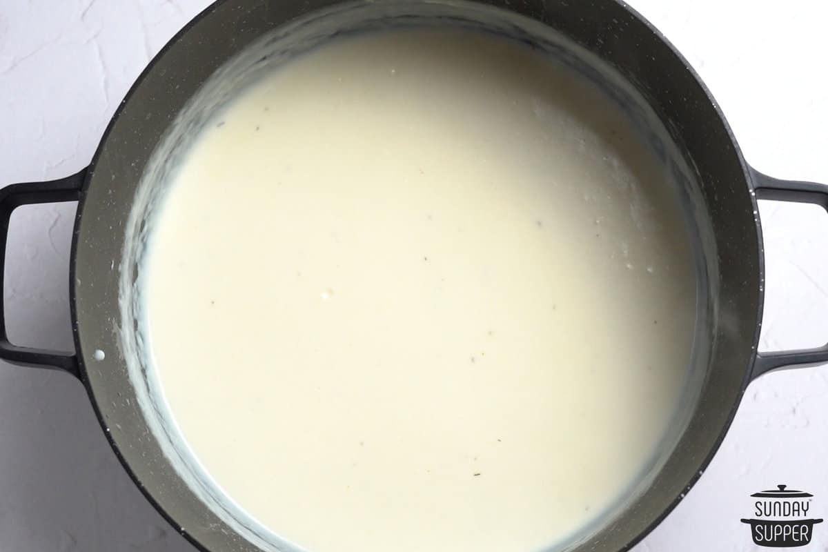 milk inside of pan