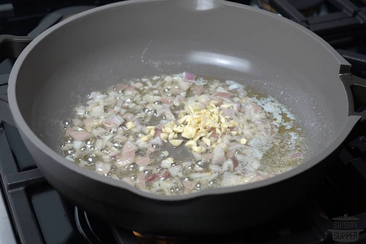 sautéing garlic and shallot