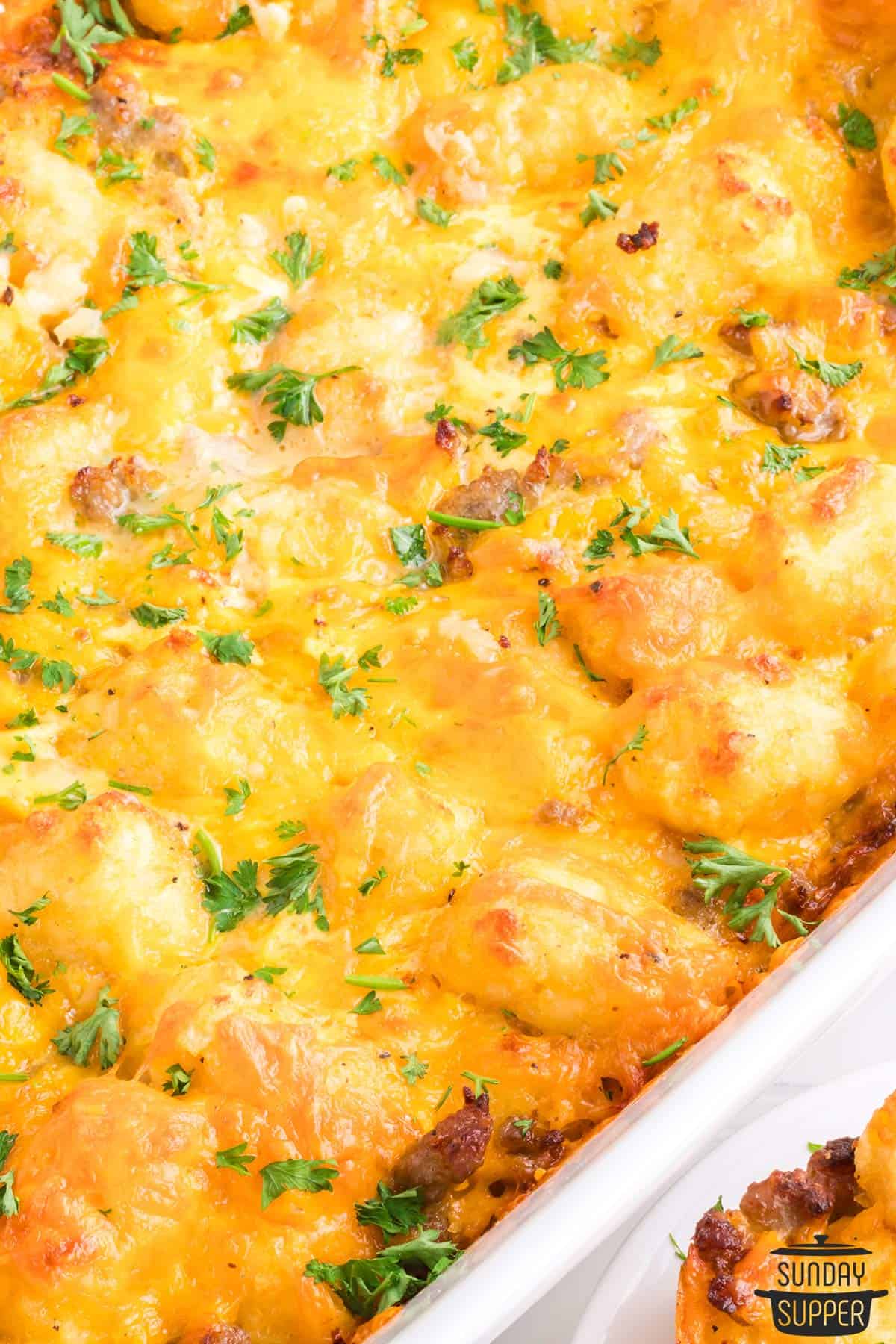 baked breakfast casserole with tater tots