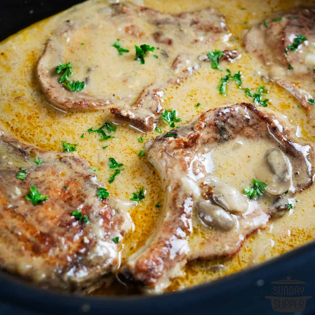 smothered pork chops in gravy in a crock pot