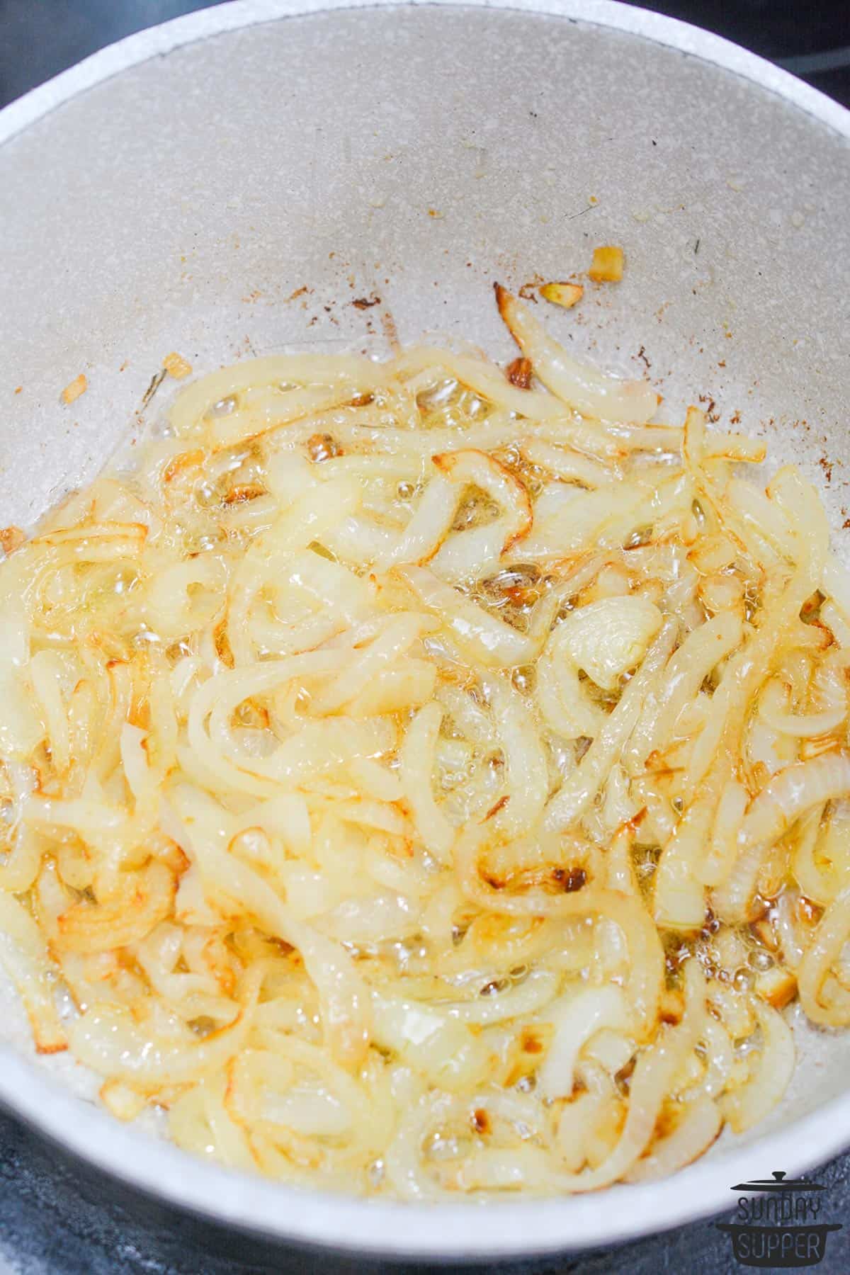 The onions cooked until soft and starting to brown