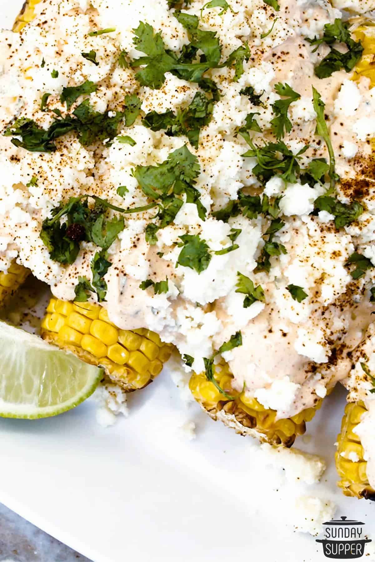 elote on a serving dish