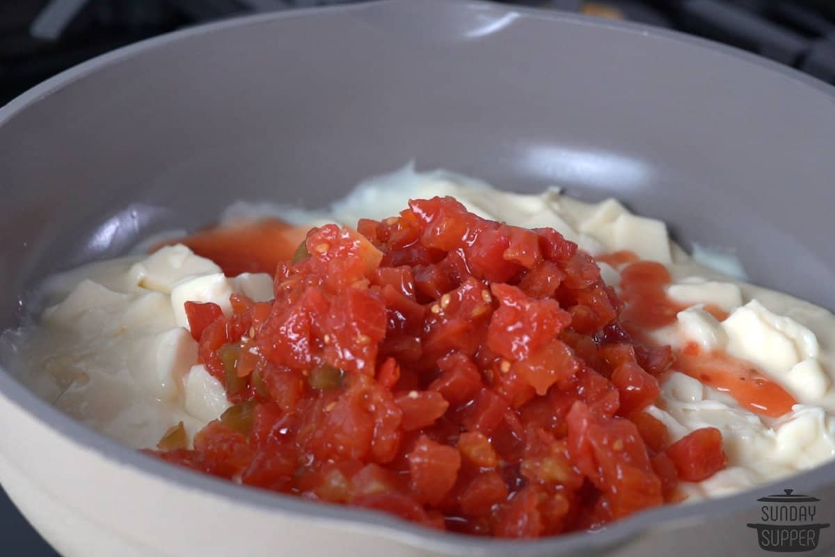 tomatoes added to the velveeta